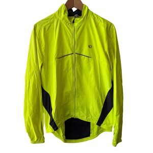 Pearl Izumi Mens Cycling Jacket Neon Yellow Black Full Zip Windbreaker Medium